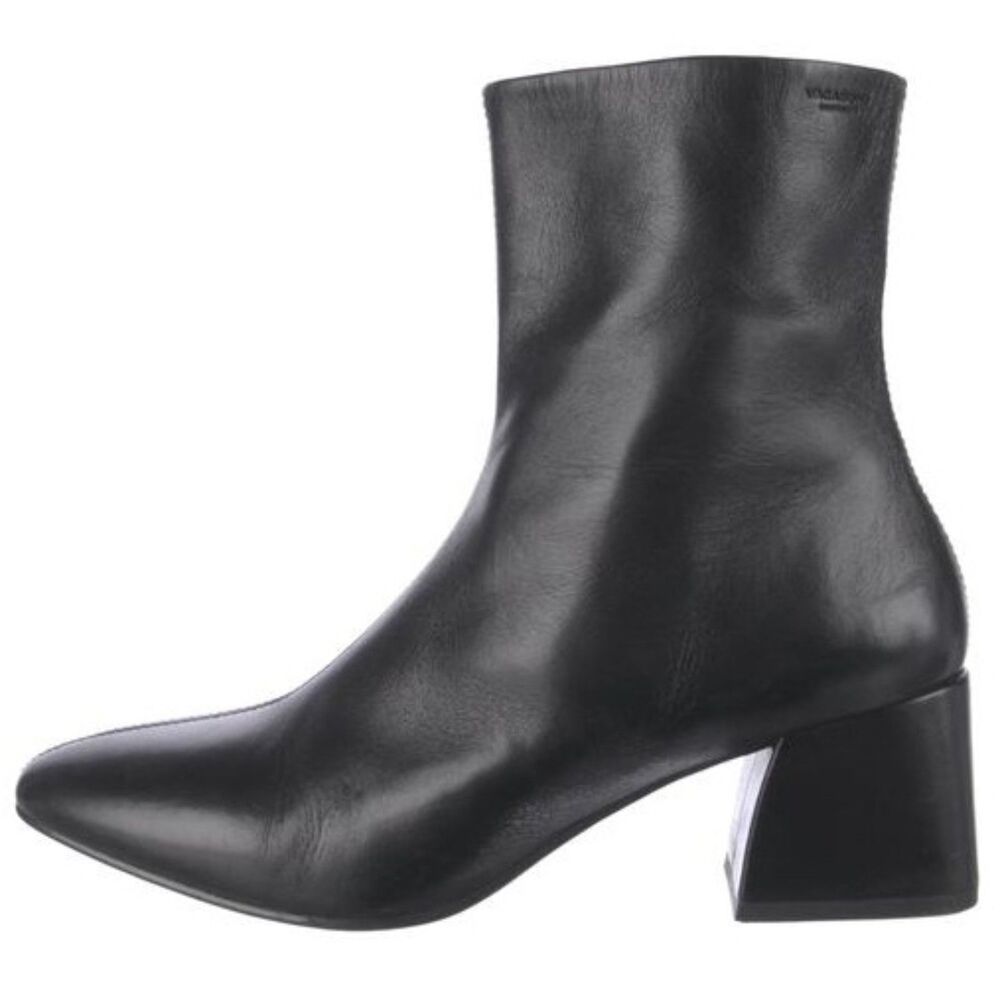 Vagabond Black Leather 90's y2K Mid Calf Chunky Block Heel Boots EU 41